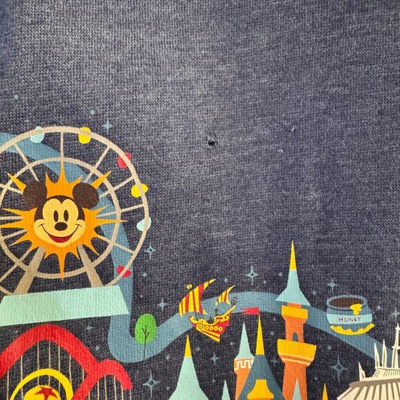 Disney World Parks Map Full Zip Up Hoodie Size 2X Blue Mickey Mouse Hidden - Picture 9 of 9